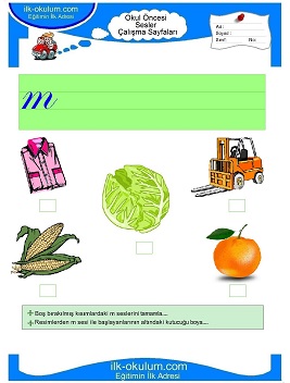 Çocuklar İçin M Sesi Çalışma Sayfaları 